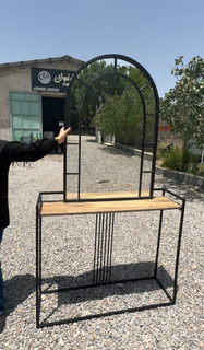 آینه کنسول باهم از جنس فلز با رویه چوب mdf